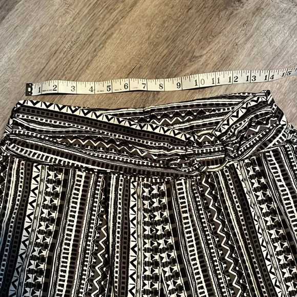 Robert Louis wide leg st pants black white pattern with belt - Picture 2 of 7